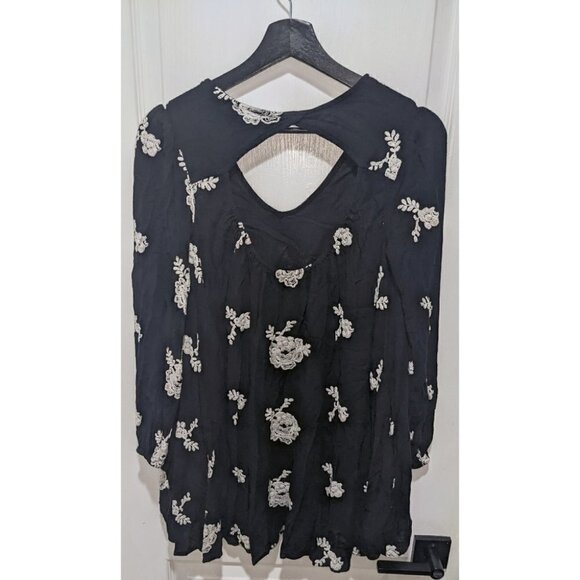 Free People | Embroidered Austin Mini Dress in Black - Picture 3 of 14